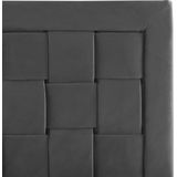Tweepersoonsbed zwart fluweel stof houten frame 100 % polyester lattenbodem 180 x 200 cm retro stijl