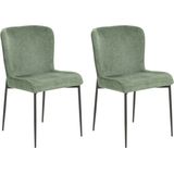Set van 2 stoelen groen polyester gebreide textuur metalen poten