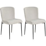 Set van 2 stoelen lichtgrijs polyester gebreide textuur metalen poten