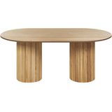 Eettafel licht hout MDF tafelblad rubberhouten poten 180 x 100 cm modern rustieke stijl