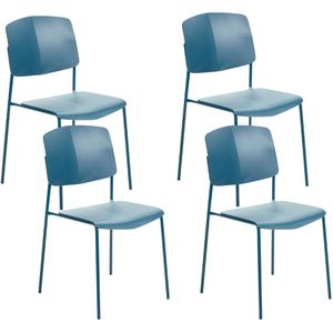 Set van 2 eetkamerstoelen blauw plastic hedendaags modern ontwerp eetkamer zittingen