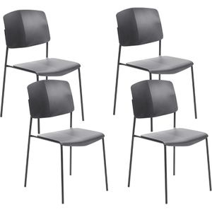 Set van 2 eetkamerstoelen zwart plastic hedendaags modern ontwerp eetkamer zittingen