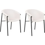Set van 2 eetkamerstoelen beige gestoffeerd hedendaags modern ontwerp eetkamer zittingen stoelen
