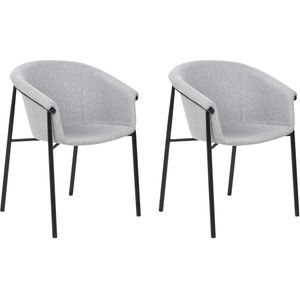 Set van 2 eetkamerstoelen grijs gestoffeerd hedendaags modern ontwerp eetkamer zittingen stoelen