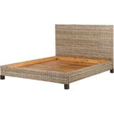 Beliani SALBRIS - Tweepersoonsbed - Lichtbruin - 160 x 200 cm -  Rotan