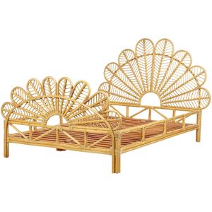 FLORENTINE - Tweepersoonsbed - Lichtbruin - 140 x 200 cm - Rotan