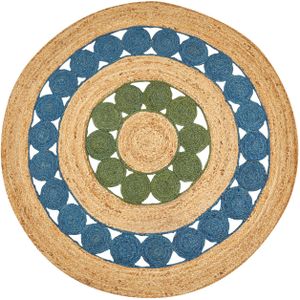 HOVIT - Vloerkleed - Blauw/groen - 140 cm - Jute