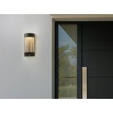 Buiten wandlamp zwart lamp glas metaal ijzer aluminium mat met bewegingssensor modern ontwerp terras tuin outdoor