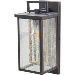 Buiten wandlamp verlichting zwart ijzer glas 37 cm met bewegingssensor extern outdoor retro ontwerp