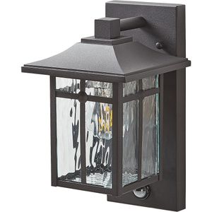 Buiten wandlamp verlichting zwart ijzer glas 30 cm met bewegingssensor extern outdoor retro ontwerp