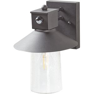 Outdoor wandlamp verlichting zwart ijzer glas 30 cm met bewegingssensor extern retro ontwerp