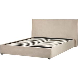 Beliani LAVAUR - Bed met opbergruimte - Taupe - 160 x 200 cm - Fluweel