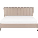 Beliani MIRIBEL - Tweepersoonsbed - Taupe - 180x200 -  Fluweel