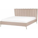 Beliani MIRIBEL - Tweepersoonsbed - Taupe - 180x200 -  Fluweel