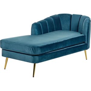 ALLIER - Chaise longue - Blauw - Rechterzijde - Fluweel