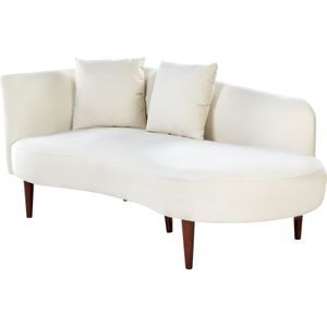 Beliani CHAUMONT - Chaise longue - Crème - Linkerzijde -  Fluweel