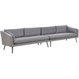 Buitenbank hoekbank grijs polyester 4-zits tuin sofa UV-bestendig waterbestendig modern ontwerp