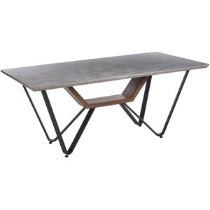 Eettafel grijs zwart MDF ijzer 180 x 90 cm betoneffect 6 zits rechthoekig industrieel modern