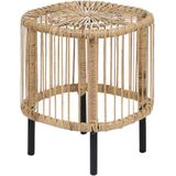 Rotan salontafel set van 2 natuurlijk rotan 67 x 67 cm poedercoating UV weer vlekbestendig handgemaakt indoor outdoor woonkamer terras patio boho stijl