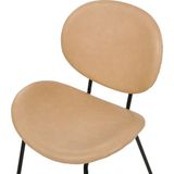 Set van 2 eetkamerstoelen zandbeige zonder armleuningen kunstleer zwart ijzeren poten retro eetkamer