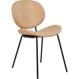 Set van 2 eetkamerstoelen zandbeige zonder armleuningen kunstleer zwart ijzeren poten retro eetkamer