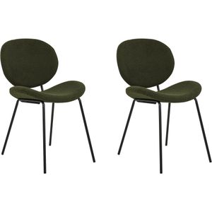Beliani - LUANA - Eetkamerstoel set van 2 - Donkergroen - BouclÃ©