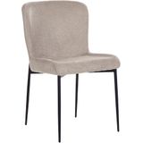 Set van 2 stoelen taupe polyester gebreide textuur zwarte metalen poten eetkamer modern