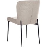 Set van 2 stoelen taupe polyester gebreide textuur zwarte metalen poten eetkamer modern