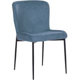 Set van 2 stoelen blauw polyester gebreide textuur zwarte metalen poten eetkamer modern