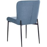 Set van 2 stoelen blauw polyester gebreide textuur zwarte metalen poten eetkamer modern