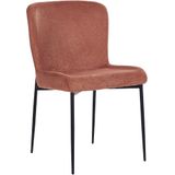 Set van 2 stoelen bruin polyester gebreide textuur zwarte metalen poten eetkamer modern