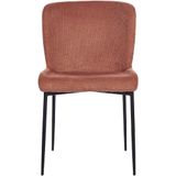 Set van 2 stoelen bruin polyester gebreide textuur zwarte metalen poten eetkamer modern