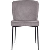 Set van 2 stoelen donkergrijs polyester gebreide textuur zwarte metalen poten eetkamer modern