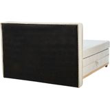 Boxspring bed tweepersoons beige binnenvering bonnelvering gestoffeerd 160 x 200 cm frame met opbergruimte
