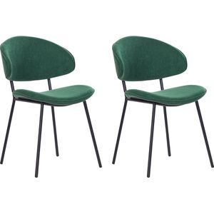 KIANA - Eetkamerstoel set van 2 - Donkergroen - Polyester