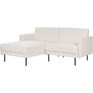 Hoekbank polyester wit 192 x 155 tweezitsbank gestoffeerd metalen poten geweven stof minimalistisch modern