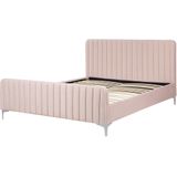 LUNAN - Tweepersoonsbed - Roze - 160 x 200 cm - Fluweel