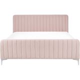 LUNAN - Tweepersoonsbed - Roze - 160 x 200 cm - Fluweel