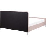 LUNAN - Tweepersoonsbed - Roze - 160 x 200 cm - Fluweel