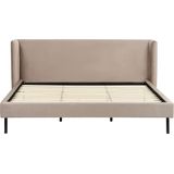 ARETTE - Tweepersoonsbed - Taupe - 180 x 200 cm - Fluweel