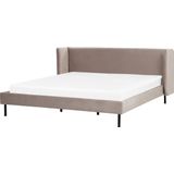 ARETTE - Tweepersoonsbed - Taupe - 180 x 200 cm - Fluweel