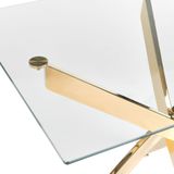 Eettafel goud gehard glazen blad rond 120 x 70 cm 4 persoons capaciteit modern ontwerp