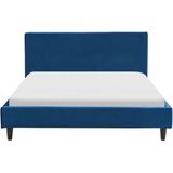 FITOU - Tweepersoonsbed - Blauw - 140 x 200 cm - Fluweel