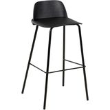 Set van 4 barkrukken zwart plastic zitting metalen poten 90 cm synthetisch keuken bar stoel modern