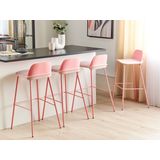 Set van 4 barkrukken roze plastic zitting metalen poten 90 cm synthetisch keuken bar stoel modern