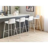 Set van 4 barkrukken wit plastic zitting metalen poten 90 cm synthetisch keuken bar stoel modern
