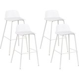 Set van 4 barkrukken wit plastic zitting metalen poten 90 cm synthetisch keuken bar stoel modern