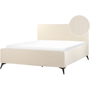 VALOGNES - Tweepersoonsbed - Beige - 160 x 200 cm - Corduroy