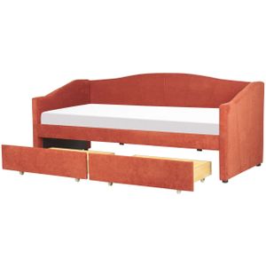 VITTEL - Bed met opberger - Rood - Polyester