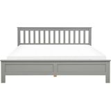 Bed frame dennenhout grijs tweepersoons 180 x 200 cm Scandinavische stijl traditioneel slaapkamer